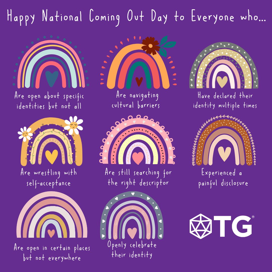 🌈Happy National Coming Out Day! Today, we celebrate every stage of the journey. Whether you're already out, finding your way, or celebrating quietly, your story matters. Every player brings something unique to the table—just like in every game, every role is important. 🎲