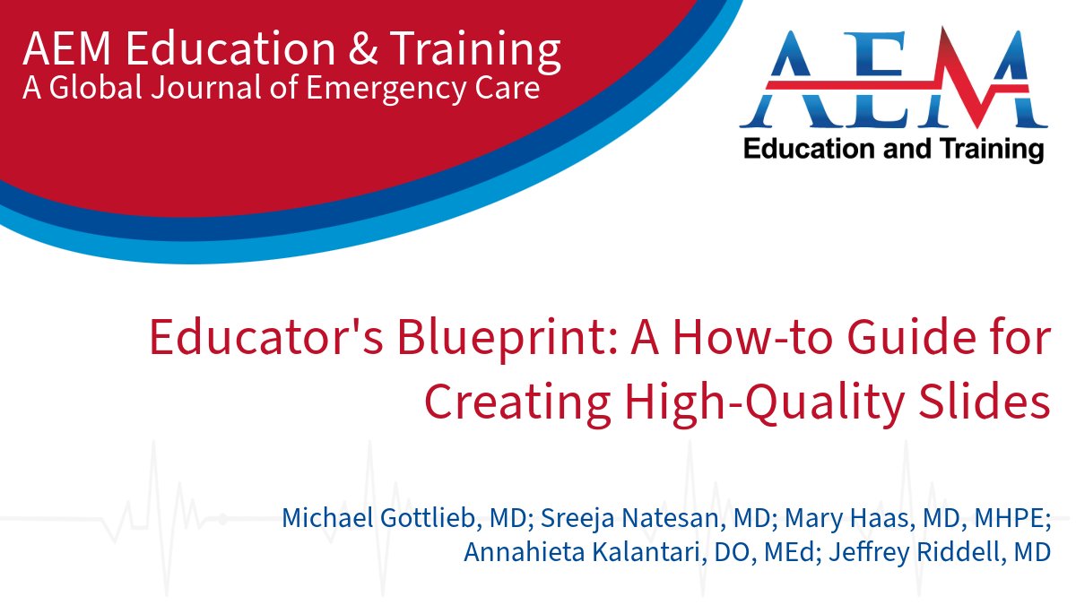 AEMETOnline (@aem_etonline) on Twitter photo Looking to amp up your slide design? Check out this incredible primer on iproving your slides by <a href="/MGottliebMD/">Michael Gottlieb</a> et al. #MedEd
Read now: ow.ly/PHcZ50TxuTZ Looking to amp up your slide design? Check out this incredible primer on iproving your slides by <a href="/MGottliebMD/">Michael Gottlieb</a> et al. #MedEd
Read now: ow.ly/PHcZ50TxuTZ