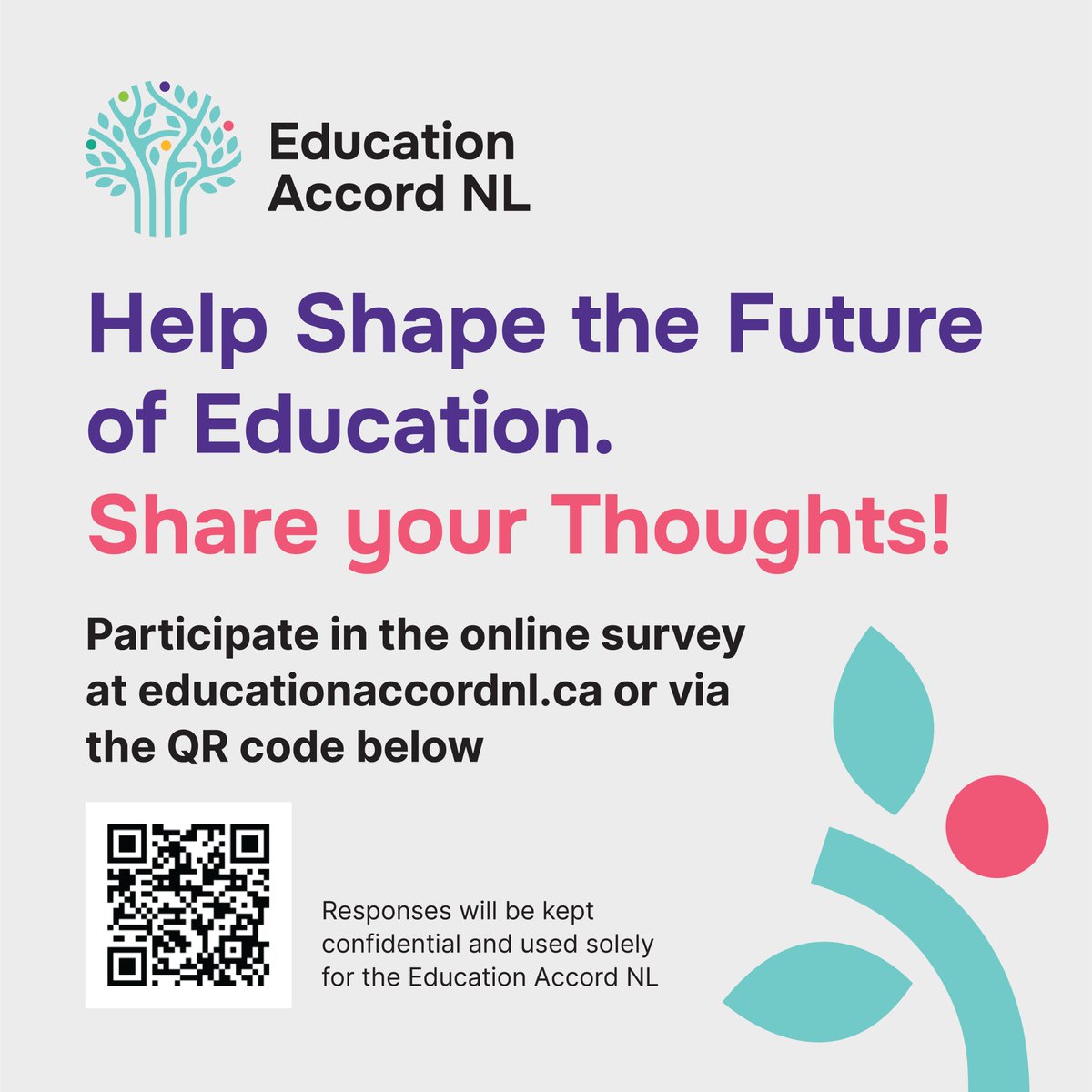 Share your thoughts! Help shape the future of education in NL by filling out the Education Accord NL online survey. Follow the QR code or ➡️ educationaccordnl.ca/survey to participate. Education Accord NL invites everyone to join. All responses from the survey are anonymous. #GovNL