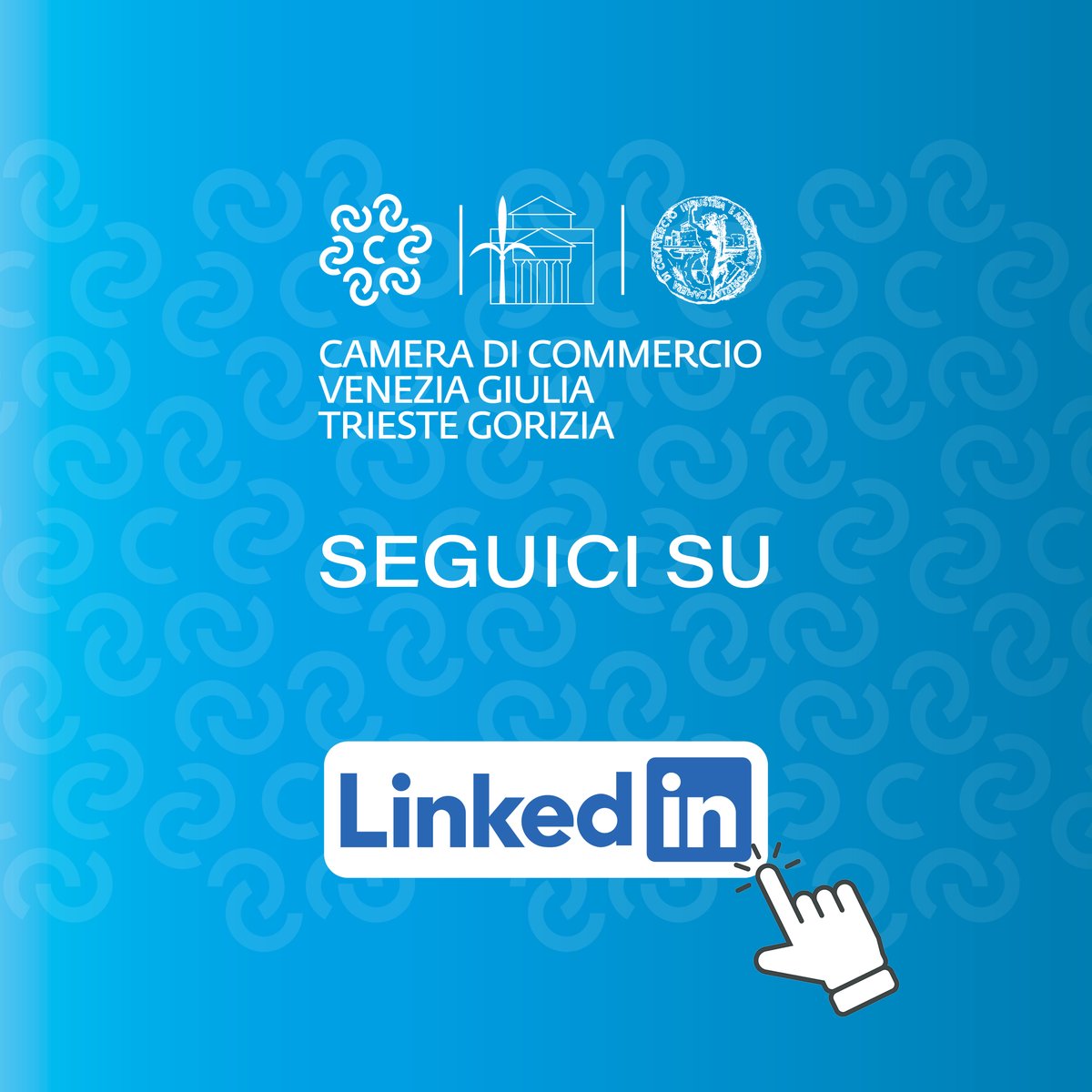 📱 Il Sistema Camera di commercio Venezia Giulia | Trieste Gorizia è ora su LinkedIn 📱
Sulla nostra nuova pagina sarai aggiornato con continuità su iniziative, servizi, bandi e contributi per i cittadini e le imprese. Seguici e unisciti alla nostra rete!