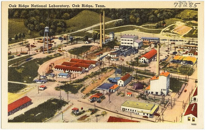 backroadport's tweet photo. In 1942, under a veil of secrecy, the U.S. Army Corps of Engineers bought 60,000 acres of rural farmland in East Tennessee to construct a “temporary” city and three facilities—an undertaking more commonly referred to as the Manhattan Project. https://t.co/YTIntE6Kr6 https://t.co/I9xTVvHD3o