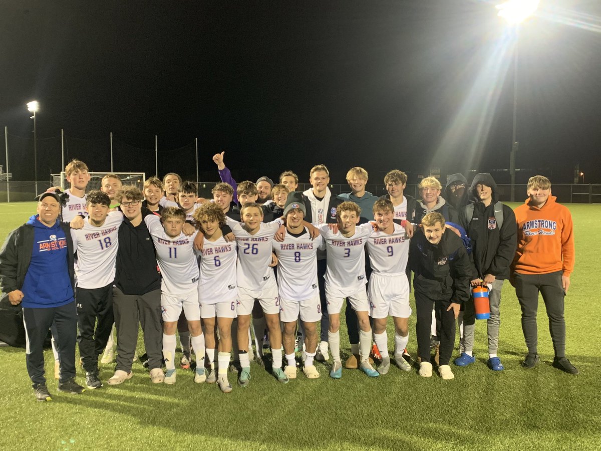 Hawks win! Hawks win! Hawks win! Congrats to our Armstrong River Hawks Boys Soccer team on their section victory at Kiski this evening. With the victory, the Hawks have clinched a spot in the WPIAL playoffs for the FIRST TIME IN PROGRAM HISTORY! Go Hawks! #RiverHawksPride