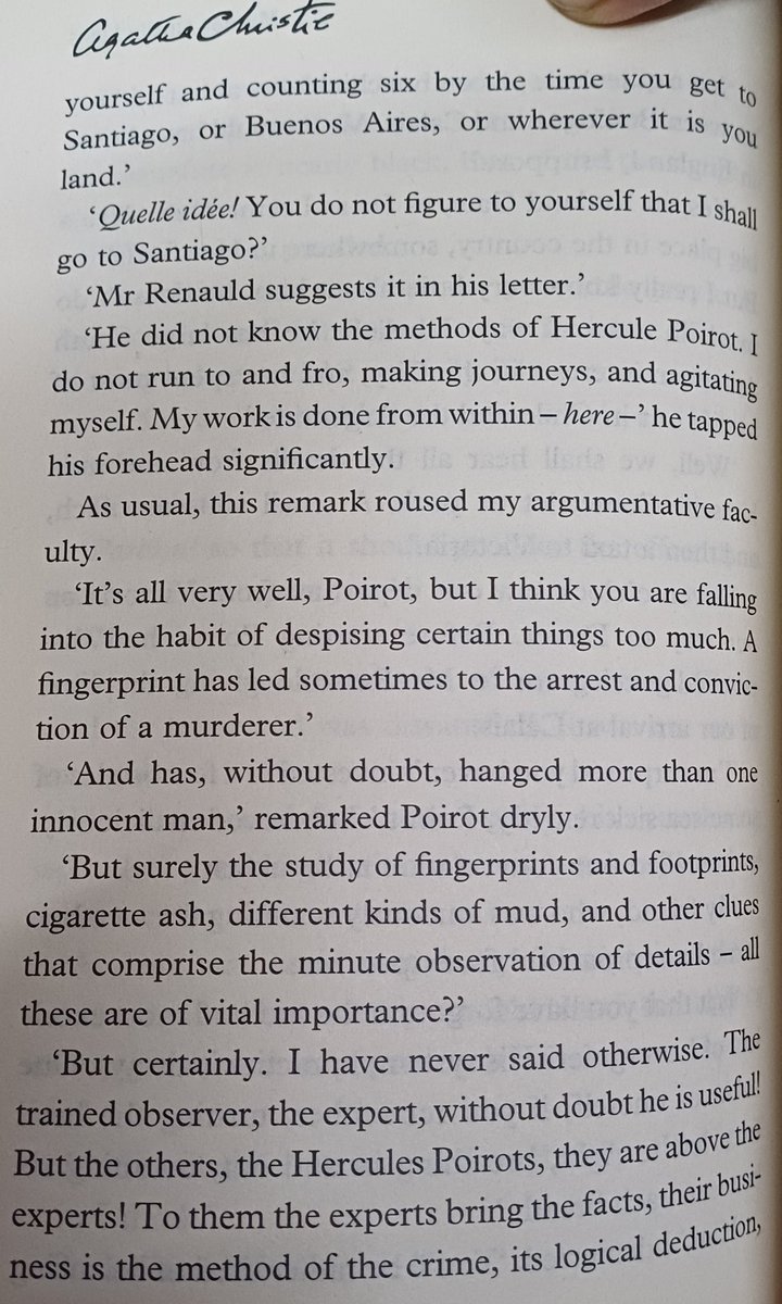 AbstractOpinion's tweet photo. This was probably a dig at Sherlock Holmes. A conversation between Holmes and Poirot would have been great fun to watch. https://t.co/dMa4hnuLdr