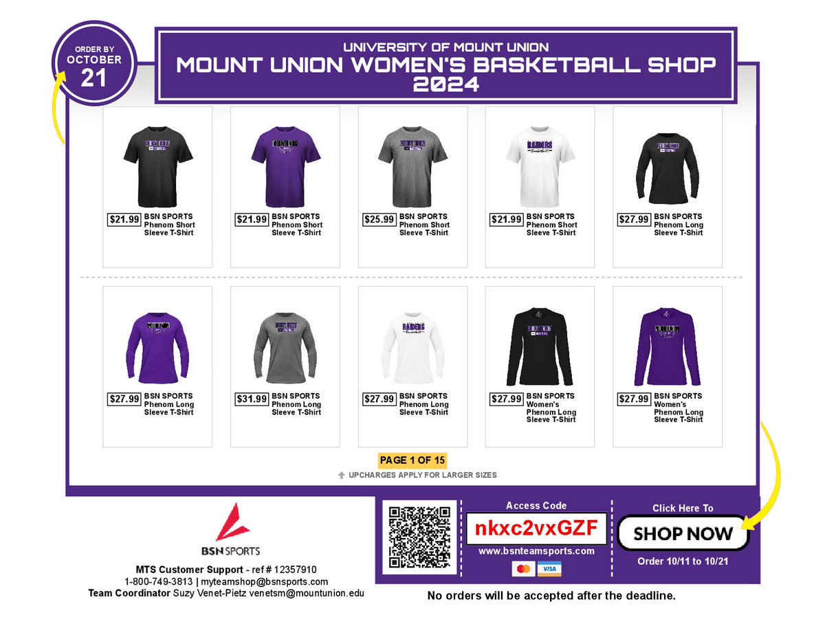 MountUnionWbb's tweet photo. 🟣Raider Fans🟣

Our team store is now LIVE! Click the link in our bio to get geared up for the season! The shop will be open from 10/11 to 10/21. https://t.co/hJIff1xx62