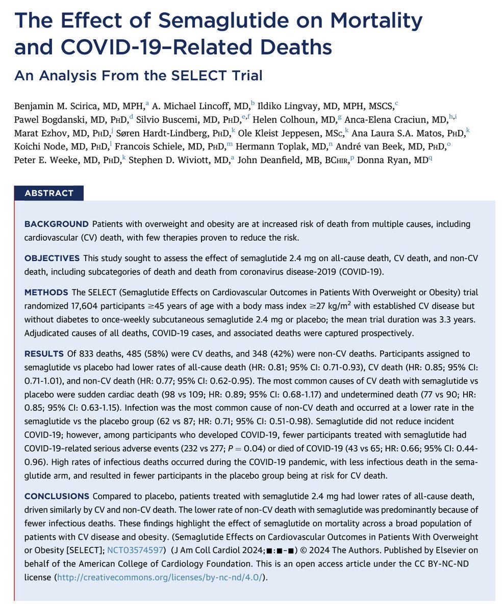 Semaglutide significantly reduces the risk of all-cause mortality and COVID-19–related deaths.
linkinghub.elsevier.com/retrieve/pii/S…