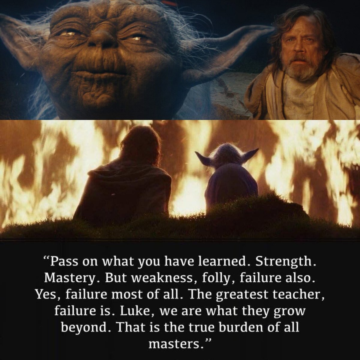 XDarthThunderX's tweet photo. This moment in The Last Jedi was really beautiful and the dialogue from Yoda really hit home for me ✨ https://t.co/rtmXl5KDsI