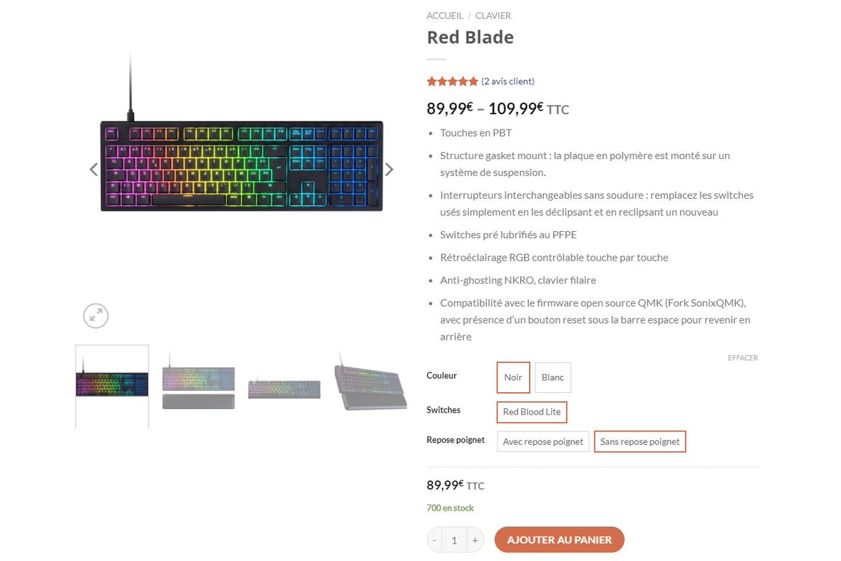 Les Red Blade sont de retour en stock.