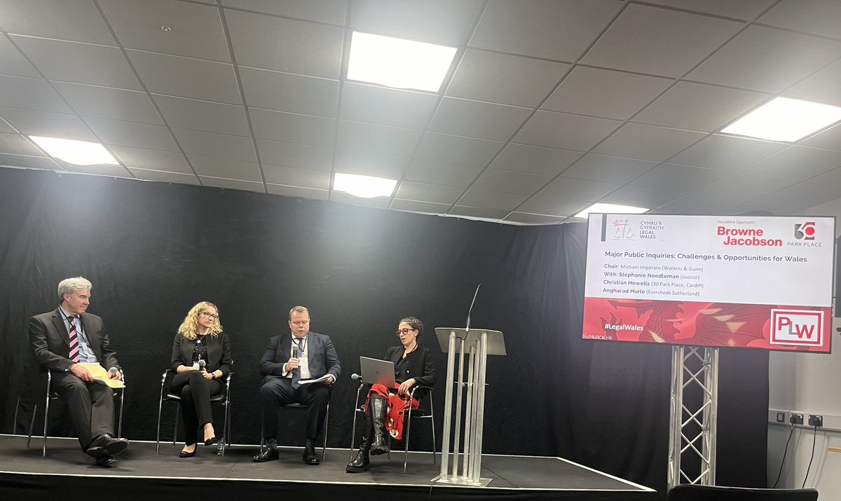 Our session on Major Public Inquiries at <a href="/legalwales/">Legal Wales</a> has begin. Speakers from <a href="/ThirtyPP/">30 Park Place</a>, <a href="/JUSTICEhq/">JUSTICE</a>, <a href="/ESgloballaw/">Eversheds Sutherland</a>, and <a href="/WatkinsandGunn/">Watkins & Gunn</a>.