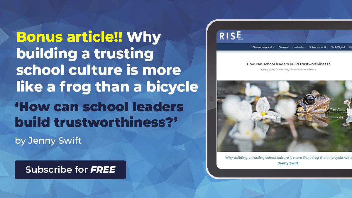 Building a trusting school culture is more like more like a frog than a bicycle 🐸🚲 Discover why trust is essential and how to cultivate it in your school community in this article written by <a href="/JenSwift15/">Jen Swift</a> mvnt.us/m2426647 

#schoolculture #trust #education #leadership
