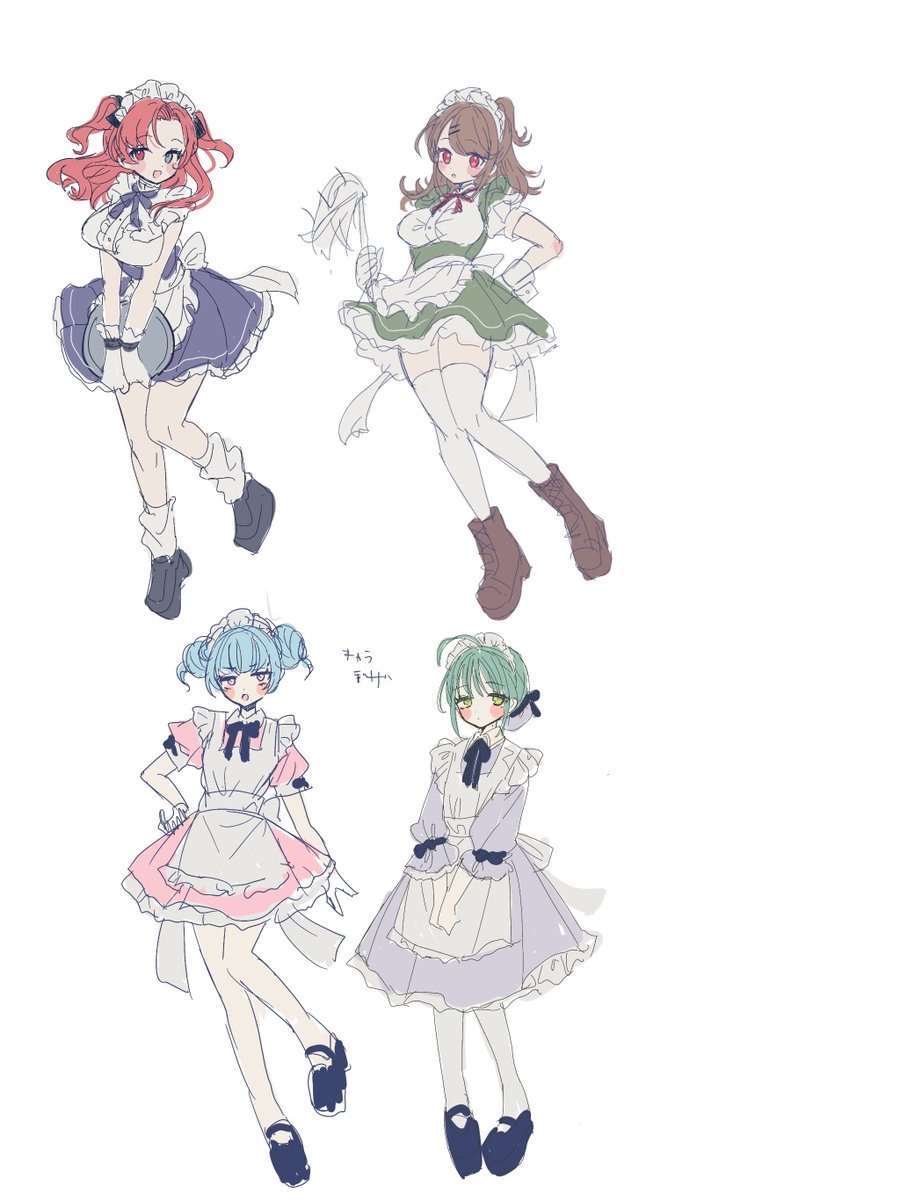 「ランダムなお題で描いたメイドらくがきまとめ」|かるなばるのイラスト