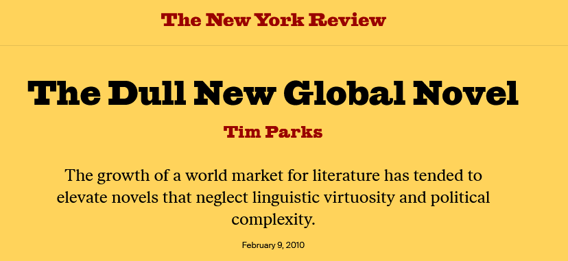 Let's not forget that a much more senior and established British critic once waged a war against Deborah Smith's translation of Han Kang's The Vegetarian calling it a paragon of the "dull new global novel." Will Tim Parks now have a change of heart following her Nobel prize?