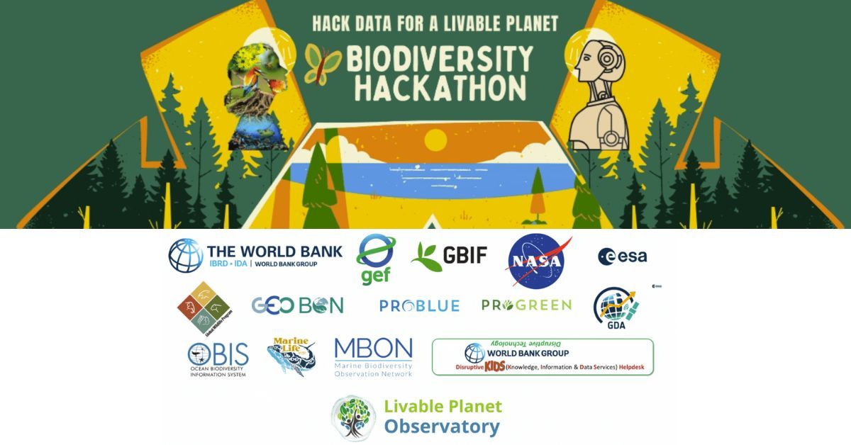 GBIF's tweet photo. 📣 Calling data deep-divers, 🦋 policy powerhouses ✍️ &amp; clever coders! 📊

The #BiodiversityHackathon hosted by @WorldBank kicks off 15 October 9:00 EDT!
Join GBIF @NASA @theGEF @OBISNetwork @GEOBON_org @esa &amp; more in this 🌎biodiversity initiative!

🔗 |  https://t.co/ETl3949WlS https://t.co/uwz62EjeQ1