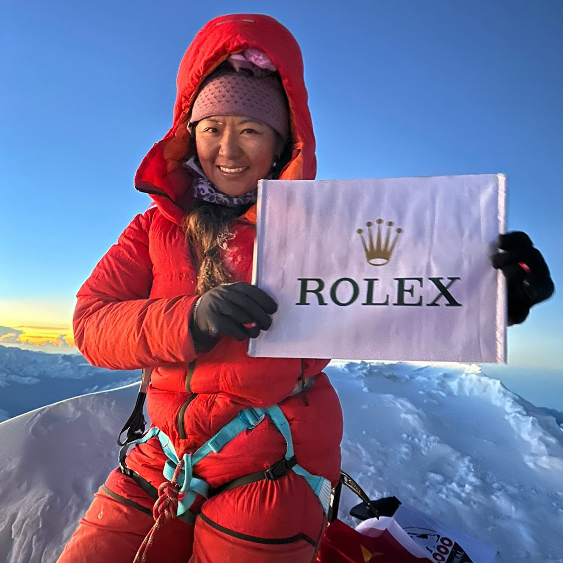 Congratulations to Dawa Yangzum Sherpa on becoming the first Nepalese woman to reach the summits of all 14 of the world's 8,000-metre peaks. The renowned mountaineer is a role model and mentor for young women, inspiring them to take up climbing. #RolexFamily #PerpetualPlanet