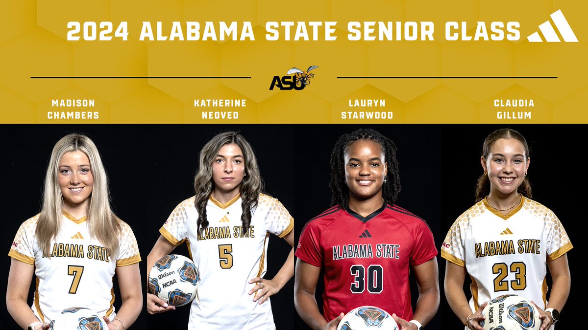 BamaStateSports's tweet photo. It's @BamaStateSoccer Match Day ❗

We will honor 2024 Senior Class at 5:30 tonight at the ASU Soccer Complex ❗

Thank you Madison Chambers, Katherine Nedved, Lauryn Starwood, and Claudia Gillum ❗

#SWARMAS1 https://t.co/kNrhLALzfT