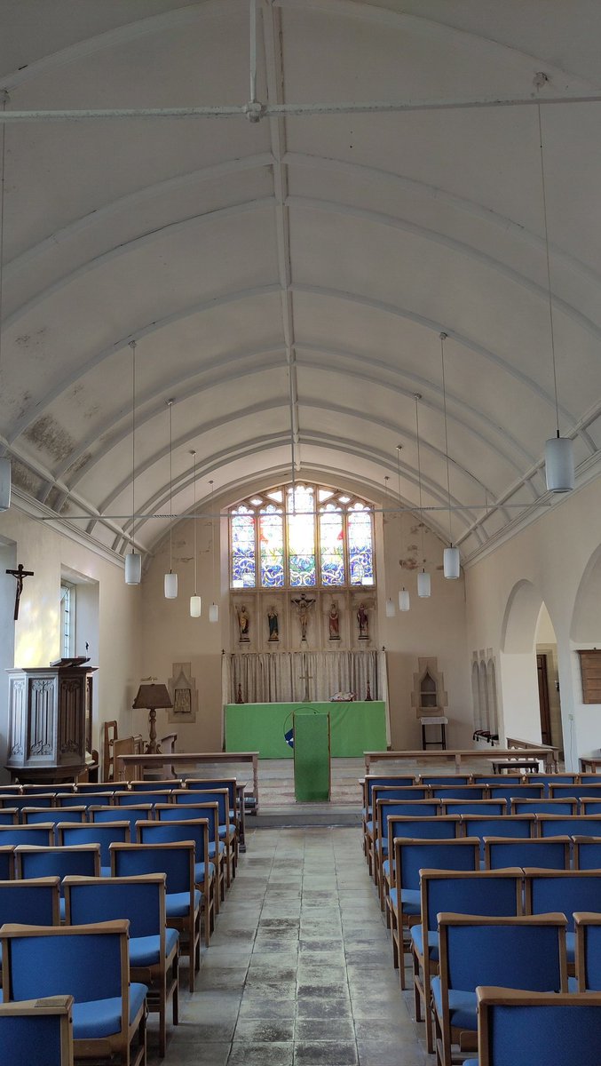 Details from inside the 1930s church of St John #westbay. Love the stained glass depiction of #PortlandBill #lighthouse in memory of the church architect. The ceiling ribs reference ship design while all the windowsills feature model ships contributed by people over the years