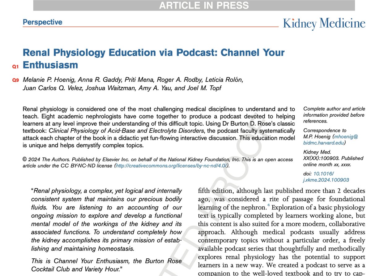 Article publication day is a good day to celebrate🍾

Renal Physiology Education via Podcast: Channel Your Enthusiasm

kidneymedicinejournal.org/article/S2590-…