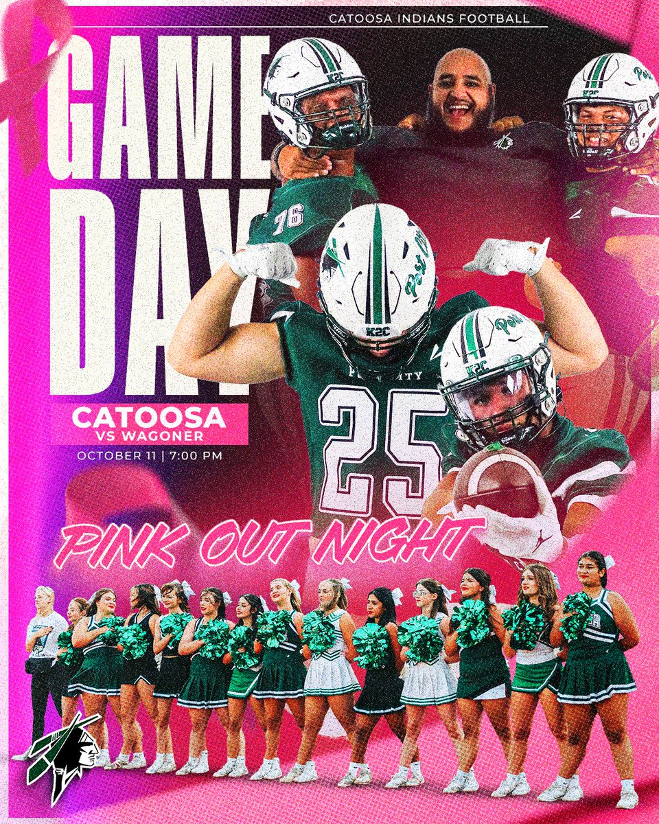 Its GAMEDAY!!!!😤
PINK OUT!!!🎆
⏰ 7:00 PM
🆚 Wagoner
📅Oct 11
📍Frank McNabb Stadium Catoosa, Ok
🎥 Southern Sports Network
🏈🏈🏈
#ALLIN #KEEPPUMPING #E.A.T