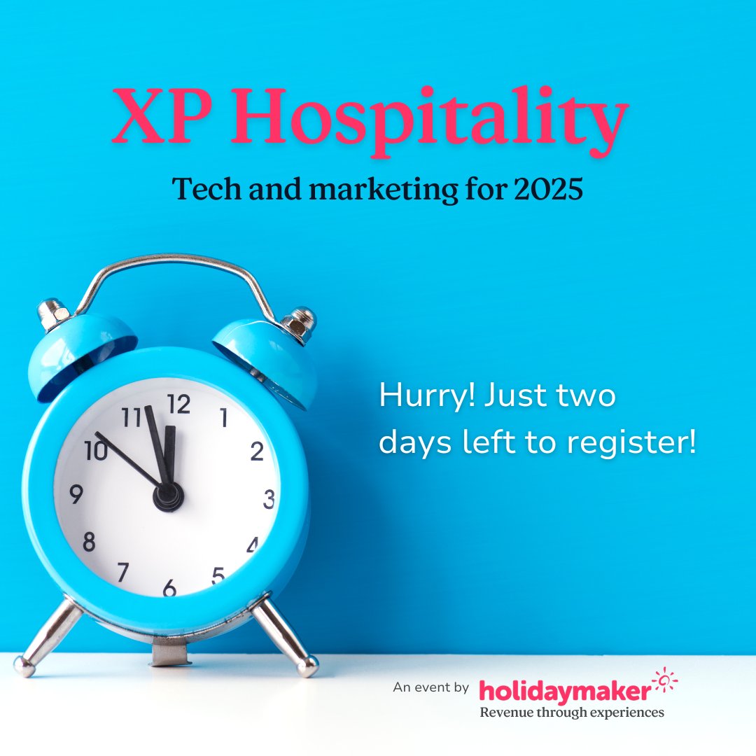 Holidaymaker (@holidaymakerapp) on Twitter photo Hurry! Only two days left to register for XP Hospitality 2024...
holidaymakerapp.co.uk/xp-hospitality/
📍 The Crown Hotel, Blandford, Dorset
⏰ Wednesday 23rd October, 9.30am - 4.30pm
#XPH2024 #Holidaymaker #Hospitality #XPHospitality Hurry! Only two days left to register for XP Hospitality 2024...
holidaymakerapp.co.uk/xp-hospitality/
📍 The Crown Hotel, Blandford, Dorset
⏰ Wednesday 23rd October, 9.30am - 4.30pm
#XPH2024 #Holidaymaker #Hospitality #XPHospitality
