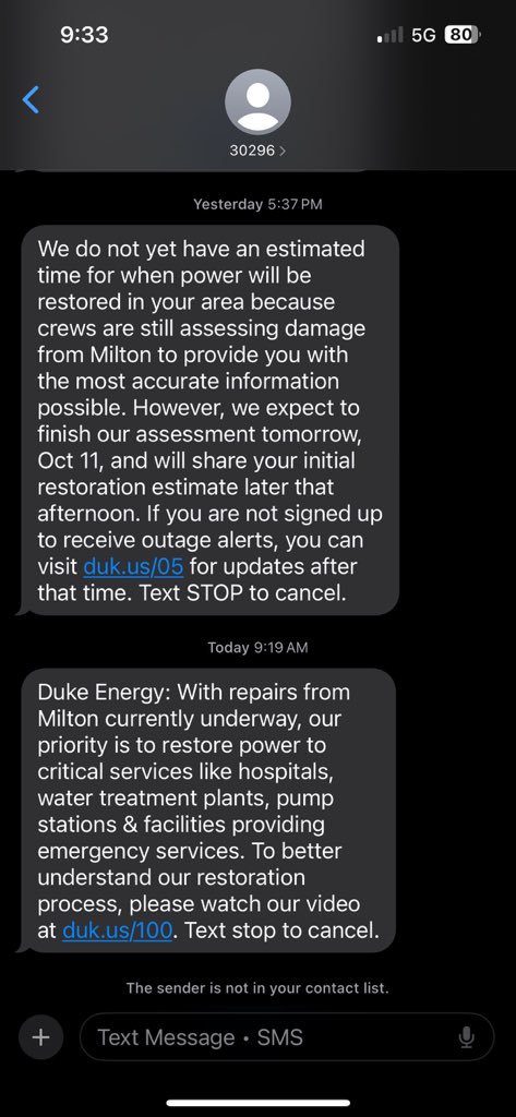 TonyDorris's tweet photo. I know I’m blessed to get through the storm out damage and others have it worst but @DukeEnergy stop texting me telling me you have nothing to me and no I am not going watch a video to drain my battery to tell me you’re not going to fix my power anytime soon https://t.co/gDOFb3No1c
