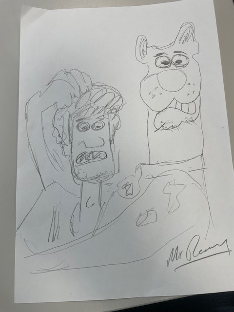 Mr Rooney was very proud of his effort for <a href="/The_Big_Draw/">The Big Draw® ✏️</a> House Team event today! #braescreativity #drawinginmotion #article13 #article31