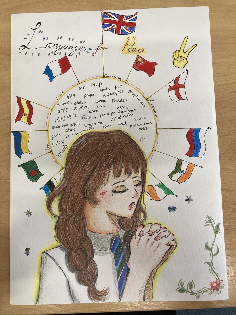 Kings_MFL's tweet photo. Here are the wonderful top three entries to our European Day of Languages poster competition - 'Languages for Peace'. Prizes are on their way!! @kingschester https://t.co/PIMruPUAVm