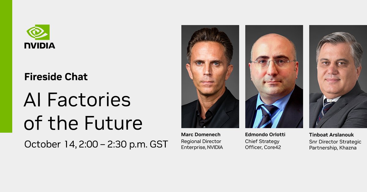 Join Core 42, Khazna Data Centers, and NVIDIA at GITEX Global for a panel discussion about the AI factories of the future. They'll explore the potential for expanding AI accessibility.
Join us at G42 Booth, Hall 6 on October 14 at 2:00 p.m. GST nvda.ws/4f1MkOO