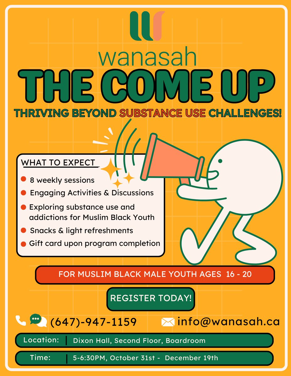 First program we are offering serving those inside and outside the Regent Park community.

Spread the word!

#BlackYouthMentalHealth #SubstanceUse #Addictions