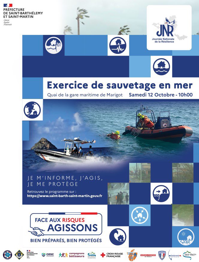 Exercice de sauvetage en mer, Marigot, Sam 12 oct. 10h #SXM
