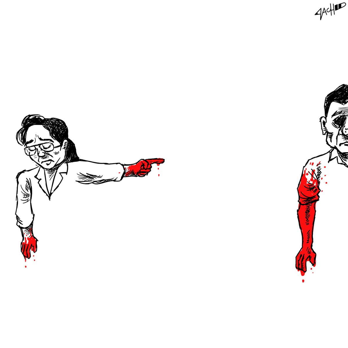 cartoonistzach's tweet image. blood in their hands