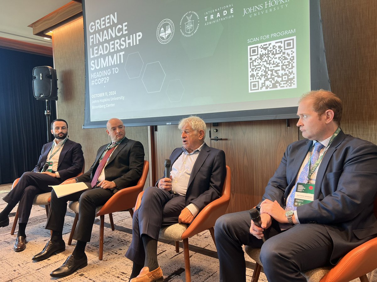 Session 1: Mobilizing Resources for Sustainable Projects just kicked off. US Dept of Energy, Goldman Sachs and Audubon Companies will discuss the green finance from public and private sector perspectives. #COP29
