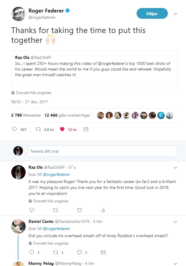 RazOlsRF's tweet image. It’s almost been ten years since I started my channel on Youtube. My only goal was to provide Roger Federer videos as I felt there were a lot of good stuff missing that should be available to tennis fans. Unexpectedly things took off really quick and suddenly I had 1000…