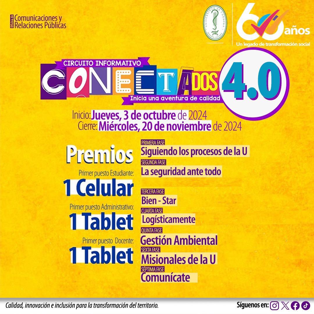 Unicordoba_Col's tweet photo. #Conectado2. 4.0
✅Inicia una aventura digital
📅Cierre: 20 de noviembre
¡Juega ya!
Conoce el instructivo para concursar...
🔎https://t.co/NiXdpjBlkU
#Unicórdoba #Educación #Conectados4.0 #AventuraDigital https://t.co/nmKdh1QZHE