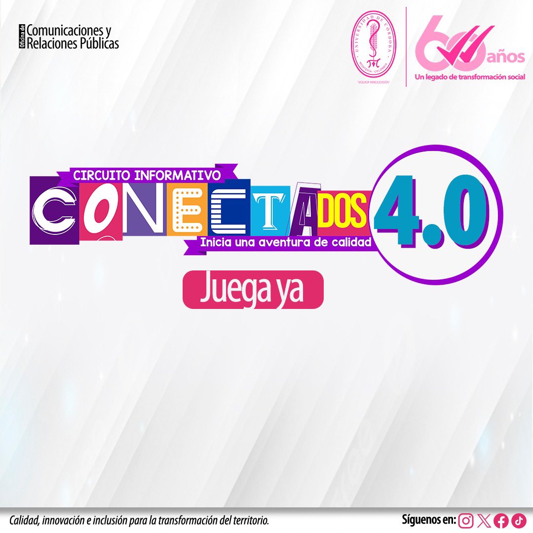 Unicordoba_Col's tweet photo. #Conectado2. 4.0
✅Inicia una aventura digital
📅Cierre: 20 de noviembre
¡Juega ya!
Conoce el instructivo para concursar...
🔎https://t.co/NiXdpjBlkU
#Unicórdoba #Educación #Conectados4.0 #AventuraDigital https://t.co/nmKdh1QZHE