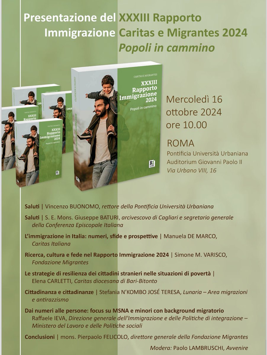** Presentazione a Roma del XXXIII rapporto immigrazione **

Il XXXIII Rapporto Immigrazione 2024,...
viedifuga.org/presentazione-…