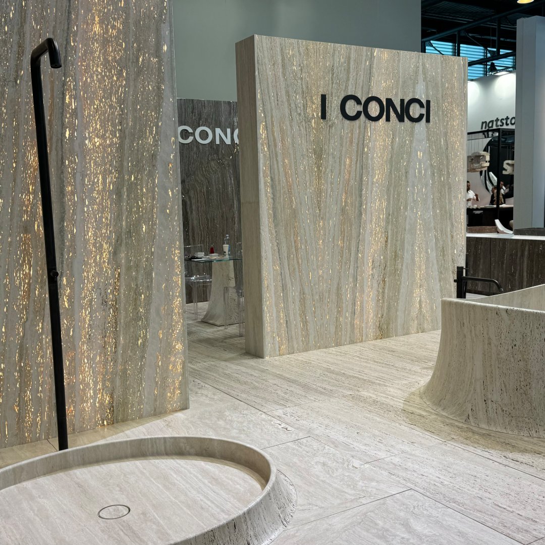 StoneWrld's tweet image. We still have so much to share from Marmomac 2024! The backlit travertine from I Conci was truly a showstopper! Iconci #travertine #backlitstone #naturalstone