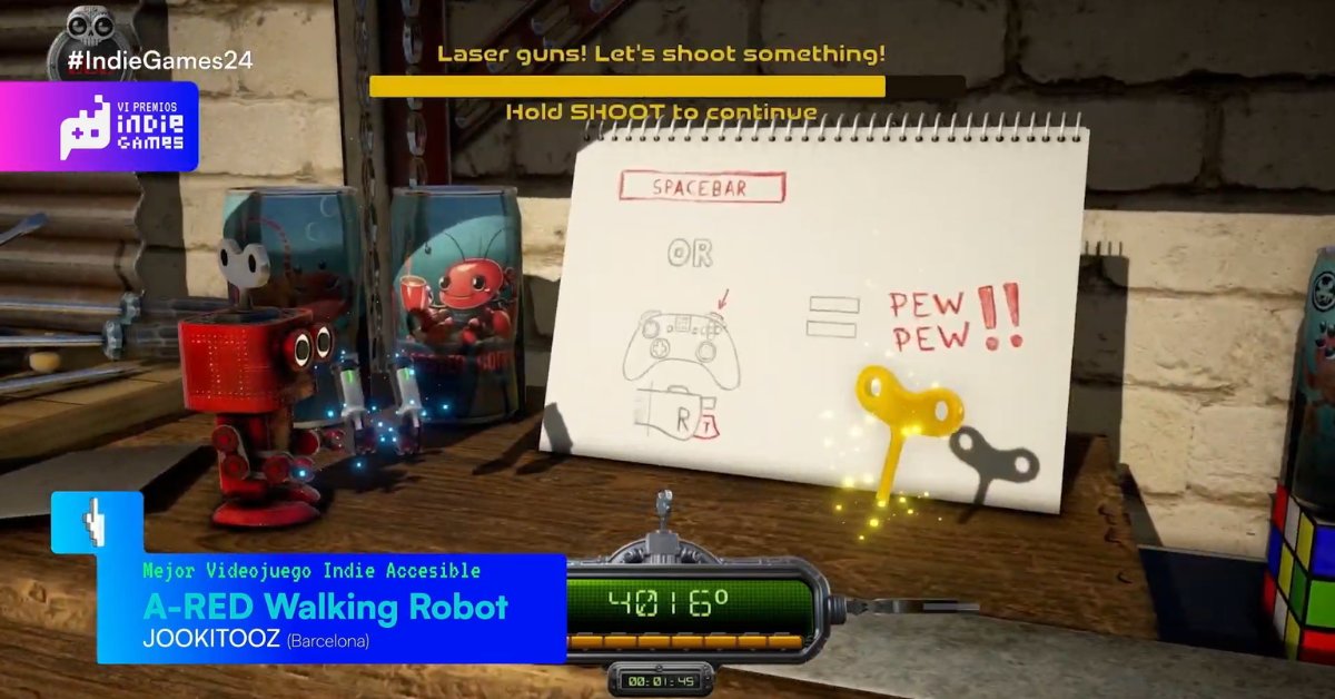 DojoSystem's tweet image. 🎉 ¡Desde Dojo System felicitamos a @jookitooz por su nominación con A-RED Walking Robot en los VI Premios Indie Games como Mejor Videojuego Indie Accesible! 👏🤖

Un merecido reconocimiento por tu gran trabajo. ¡Te mereces esto y más! 🚀✨

#DojoSystem #IndieGames #IndieGames24