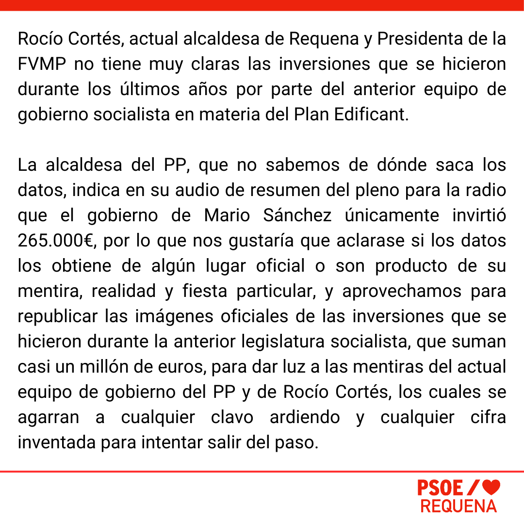 PSOE_Requena's tweet photo. Lo que Rocío Cortés no sabe o no quiere contar https://t.co/7r84rBLGdU