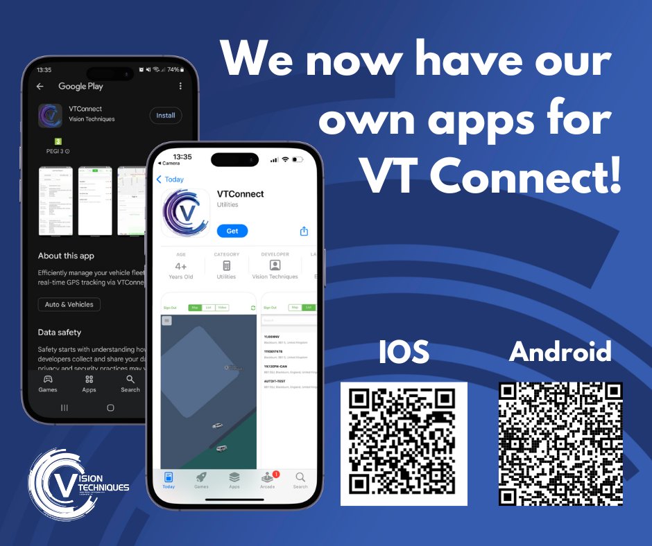 visiontechnique's tweet image. Did you know we now have our own app on IOS and Android for our VT Connect platform?
Customers who already have VT Connect can log in using their existing credentials.
VT Connect is a mobile app designed for customers to manage and monitor their fleet with ease.
#VisionTechniques