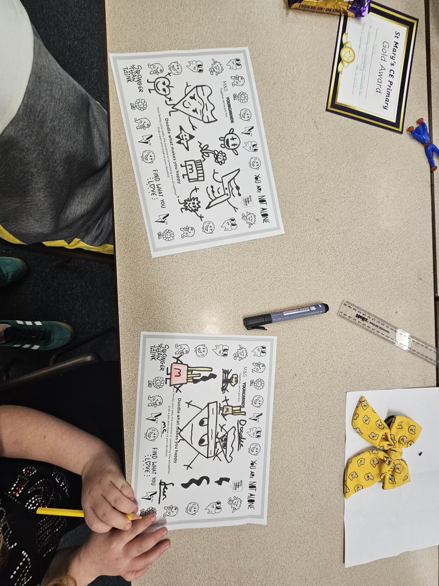 fourstmarys's tweet photo. Some fantastic ideas from Year 4 about how to care for our wellbeing. We've practiced lots of them today! #HelloYellow #WorldMentalHealthDay2024 https://t.co/VkNCWsg74c