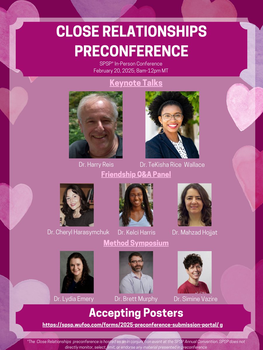 Reminder: poster abstracts for the SPSP Close Relationships Preconference are due Oct 17! 

spsp.wufoo.com/forms/2025-pre…