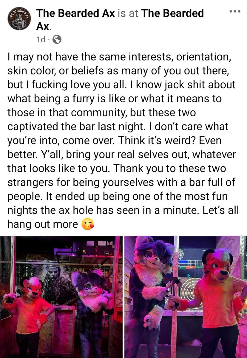 Still can't believe there are places that let me drink, fursuit, and throw axes. What a night that was
#FursuitFriday