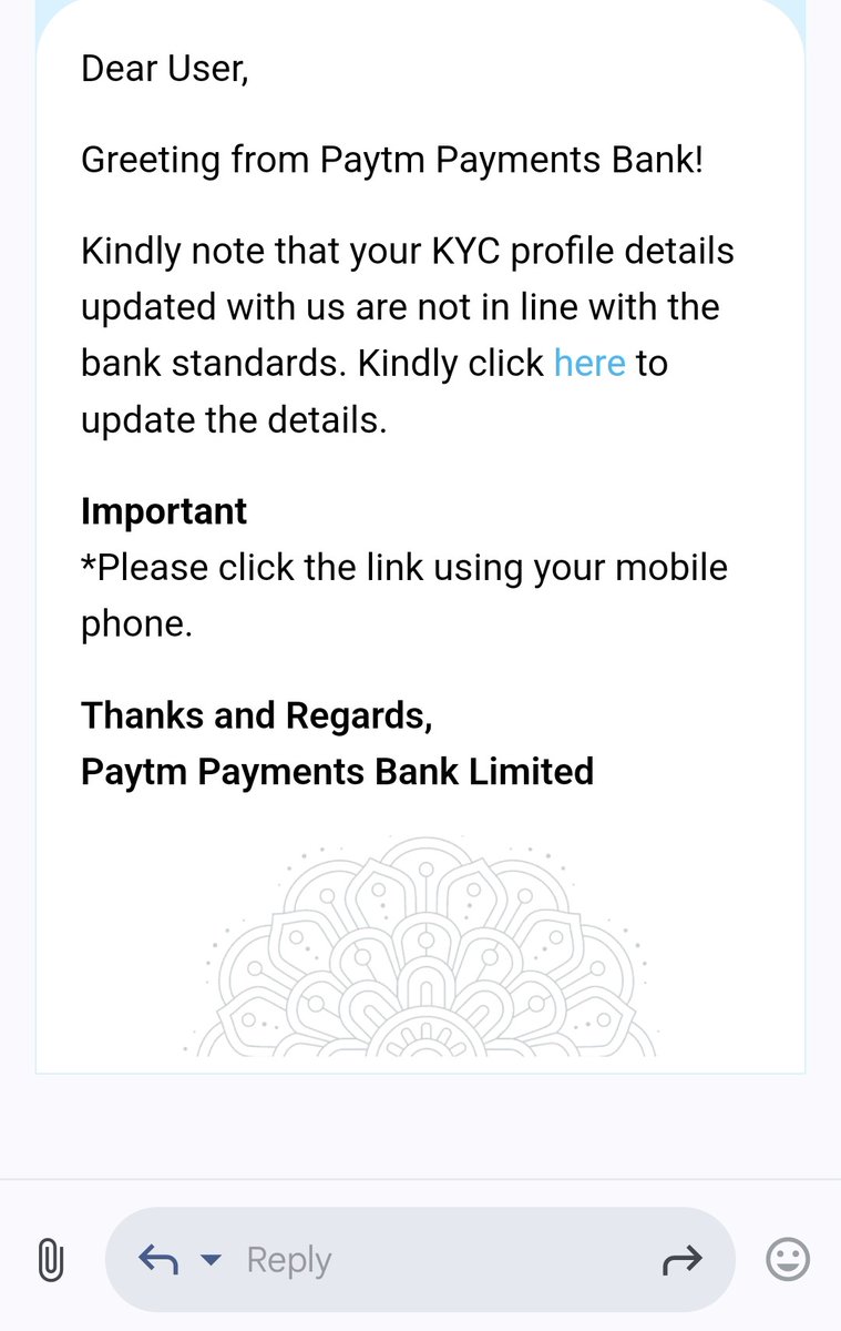 Sanjay222K's tweet photo. @Paytmcare i have received this message on email. Paytm Bank has already been banned by RBI. Then what is the need to update KYC ? Why such email is being sent. https://t.co/cPalRSeV6L