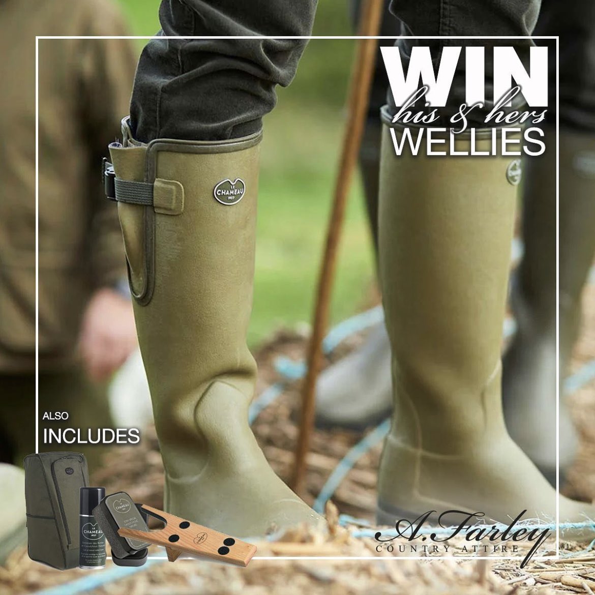 ⭐️ 𝐋𝐄 𝐂𝐇𝐀𝐌𝐄𝐀𝐔 𝐆𝐈𝐕𝐄𝐀𝐖𝐀𝐘 ⭐️

WIN His &amp; Hers Le Chameau Neoprene Boots &amp; accessories!✨ 

To enter;
1) Follow <a href="/afcountryattire/">A Farley Country Attire</a> &amp; like this post 
2) retweet
3) Enter your email on the link below: 

afarley.co.uk/pages/competit… 

Ends Thursday 31st October! 🤞🏻 

#giveaway