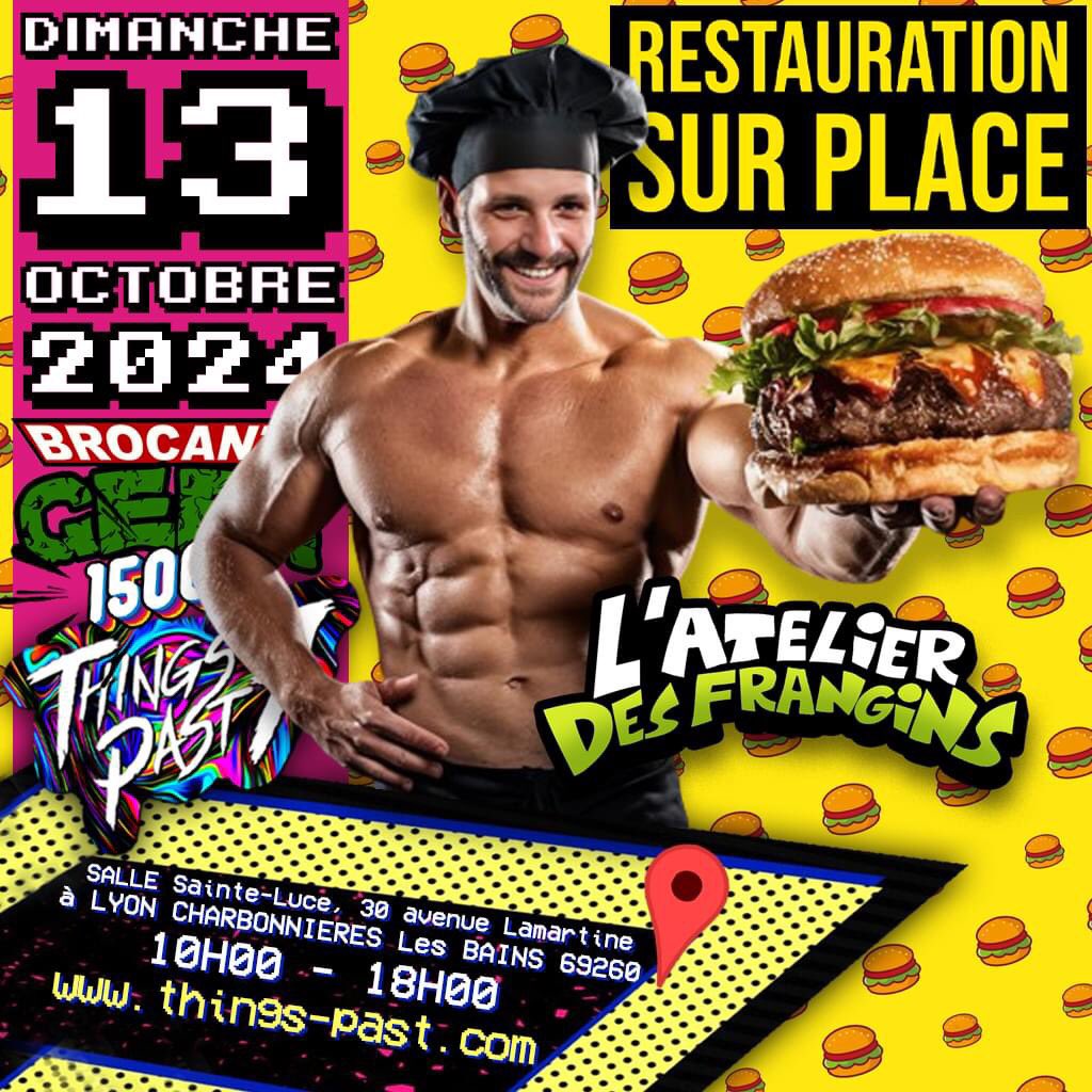 stereotypepast's tweet photo. 🎉 La restauration sera au rendez-vous au #thingspast 7 /// BROCANTE GEEK &amp; PoP Culture ! 
 L'Atelier Des Frangins et COS EVENT vous feront plaisir avec leurs burgers savoureux et leurs fameux taiyakis 🐟.

#brocantegeek #TP7 #popculture #Lyon #thingspast #burger #taiyakis https://t.co/2rN37oQgrA