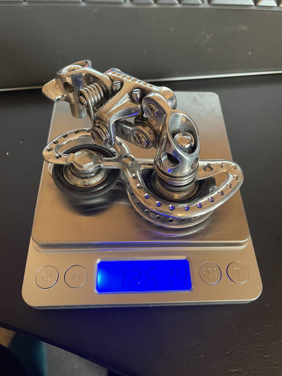 More marginal gains. I can now make my own Allen socket head fixings, so remade the steel B-Pivot bolt on a Huret Jubilee. I will machine turn the thread and trim it down on the actual frame dropout later but looking good (and very light)