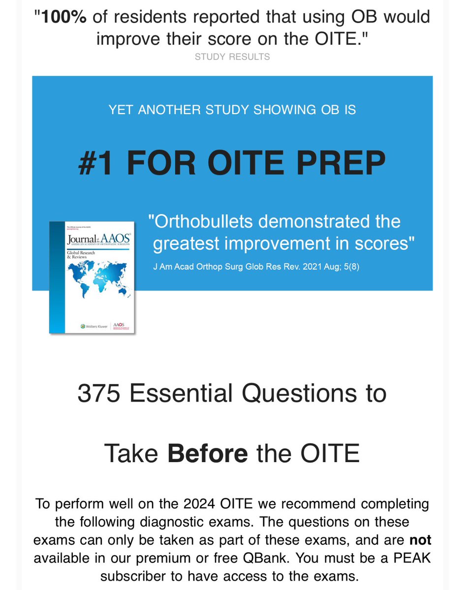 Jan Szatkowski (@orthotraumamd) on Twitter photo What an incredible job by the team <a href="/orthobullets/">Orthobullets</a>
Here is a link to the exams. orthobullets.us2.list-manage.com/track/click?u=… What an incredible job by the team <a href="/orthobullets/">Orthobullets</a>
Here is a link to the exams. orthobullets.us2.list-manage.com/track/click?u=…