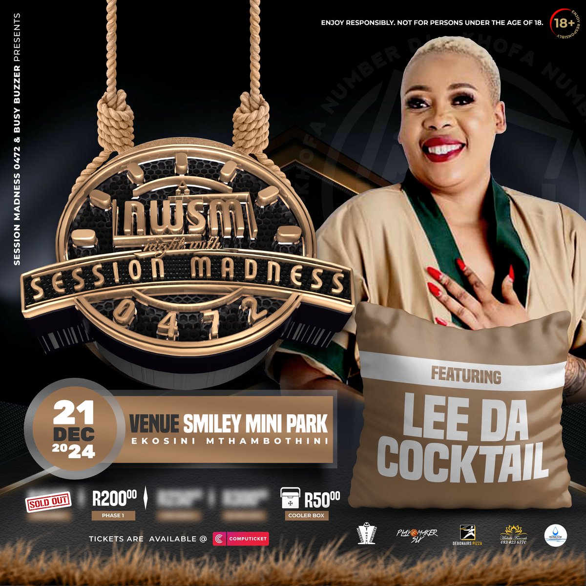 SessionMadness's tweet image. We are thrilled to welcome the sensational @LeeDaCocktail to A Night With Session Madness 0472 line up 😎 as she takes us on a journey through sound like no other!🎧🎫
 computicket-boxoffice.com/e/a-night-with…