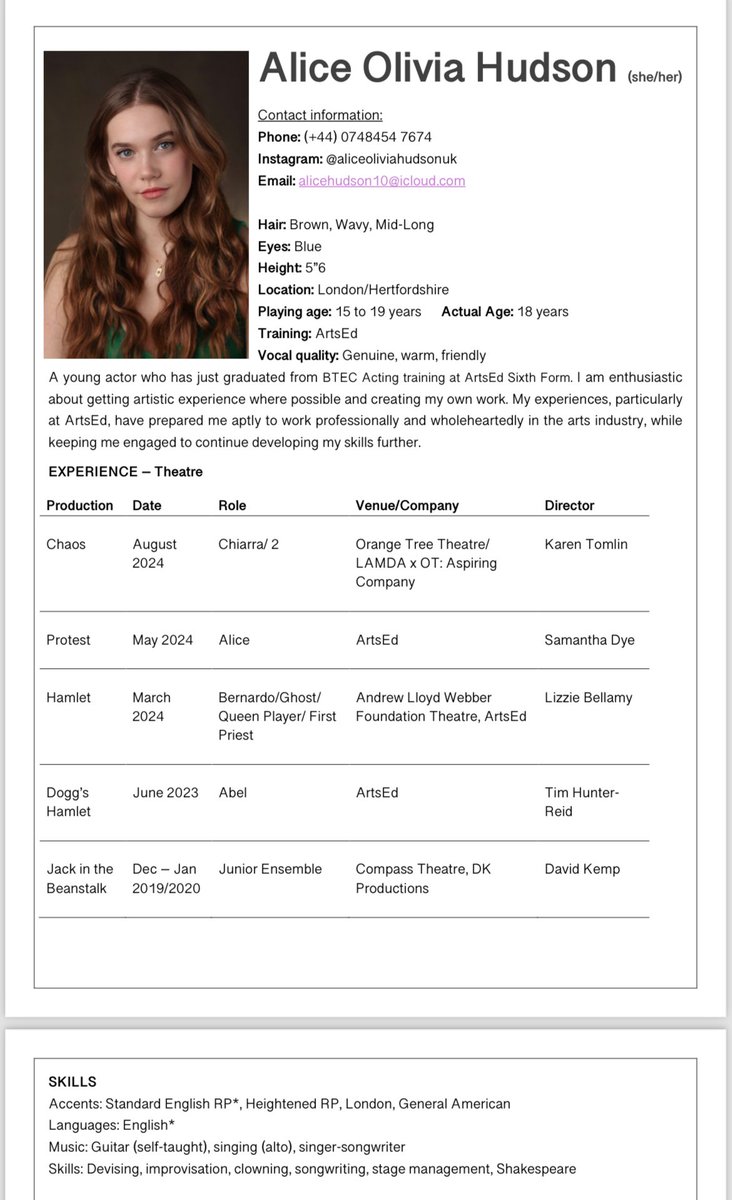 Alice Olivia Hudson (@aohactor) on Twitter photo <a href="/alexmitarpx/">ALEX MITAR</a> Hi, I’m an 18 year old actor from London, with training from ArtsEd Sixth Form and I’d love to sign with an agent and get some professional work. Playing age: 15-19, Email: alicehudson10@icloud.com <a href="/alexmitarpx/">ALEX MITAR</a> Hi, I’m an 18 year old actor from London, with training from ArtsEd Sixth Form and I’d love to sign with an agent and get some professional work. Playing age: 15-19, Email: alicehudson10@icloud.com