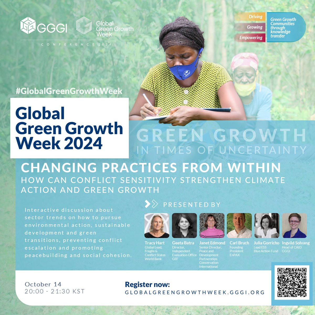 GGGICol's tweet photo. 💚 Ready to explore #ConflictSensitivity in #ClimateAction? Join our session "Changing Practices from Within" to learn how integrating conflict sensitivity can drive #GreenGrowth!
📅 Oct 14, 2024
🌍 Online session
👉 Register: https://t.co/5wHJa4ZRhd
#GlobalGreenGrowthWeek https://t.co/7hOZYmAdSh