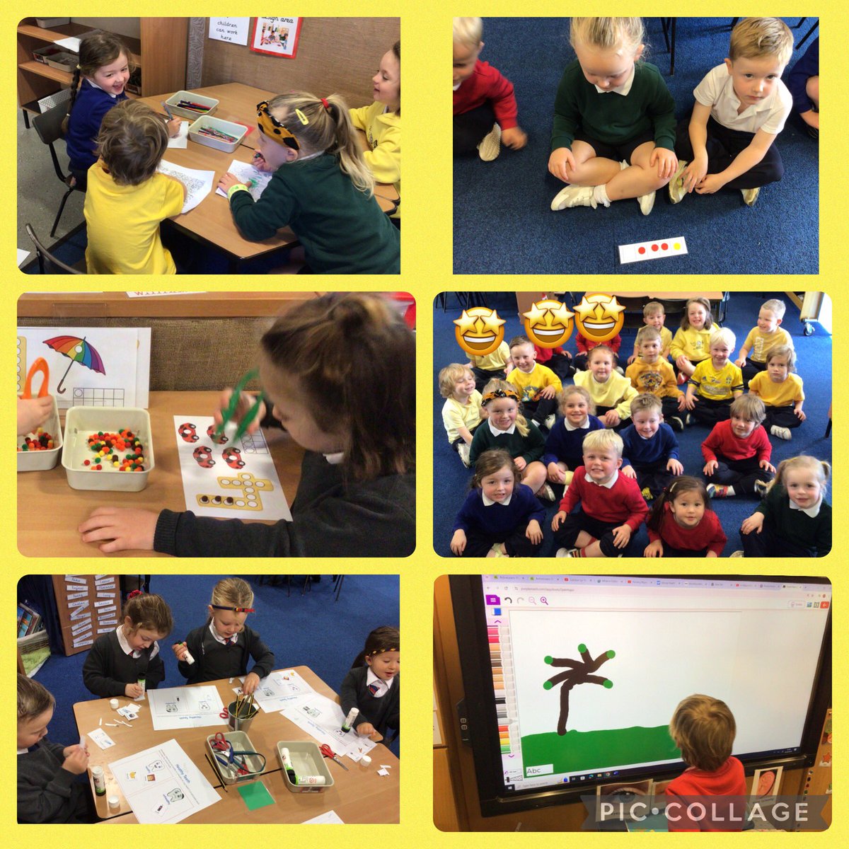 Here are our completed self portraits… you may just recognise someone! 🎨 🖼😉 Also, a snapshot of our week in Reception <a href="/Hollymountbury/">Holly Mount RC Primary</a> , including #HelloYellow Day in support of #WorldMentalHealthDay 💛